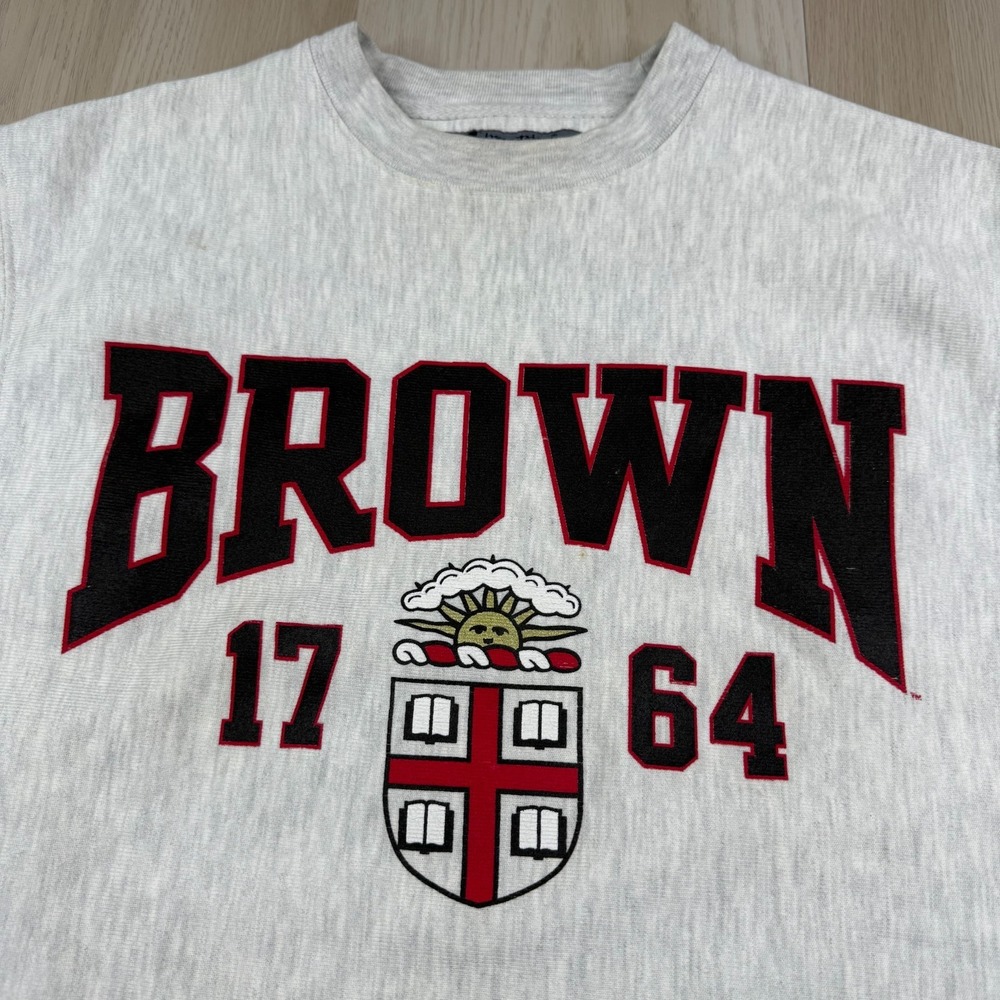 Champion Reverse Weave Mens Long Sleeve Crewneck Brown University Size S - Picture 3 of 10